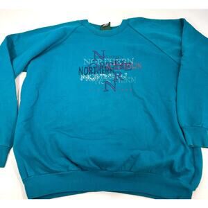 vintage unisex raglan sweatshirt crw neck graphic sweater teal purple 2XL